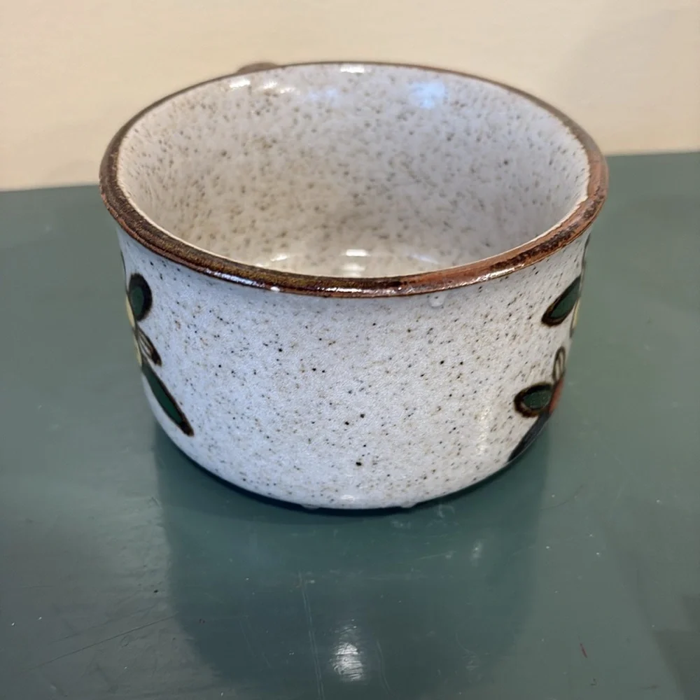 Vintage 1970s Otagiri Speckled Stoneware Floral Soup Mug